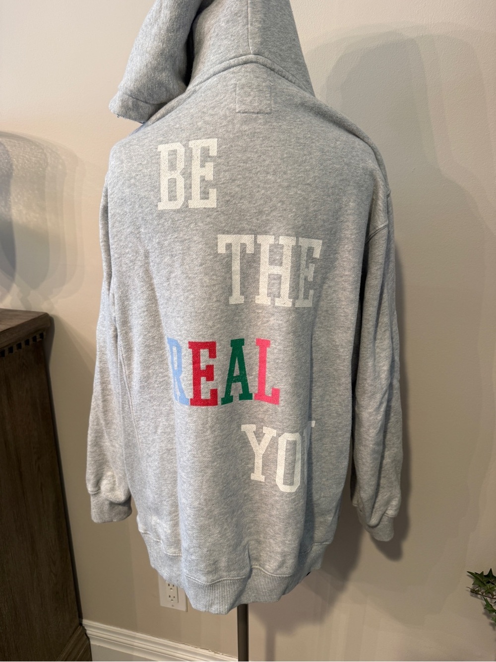 Aerie Grey 'Be The Real You' Graphic Hoodie Sweatshirt size small